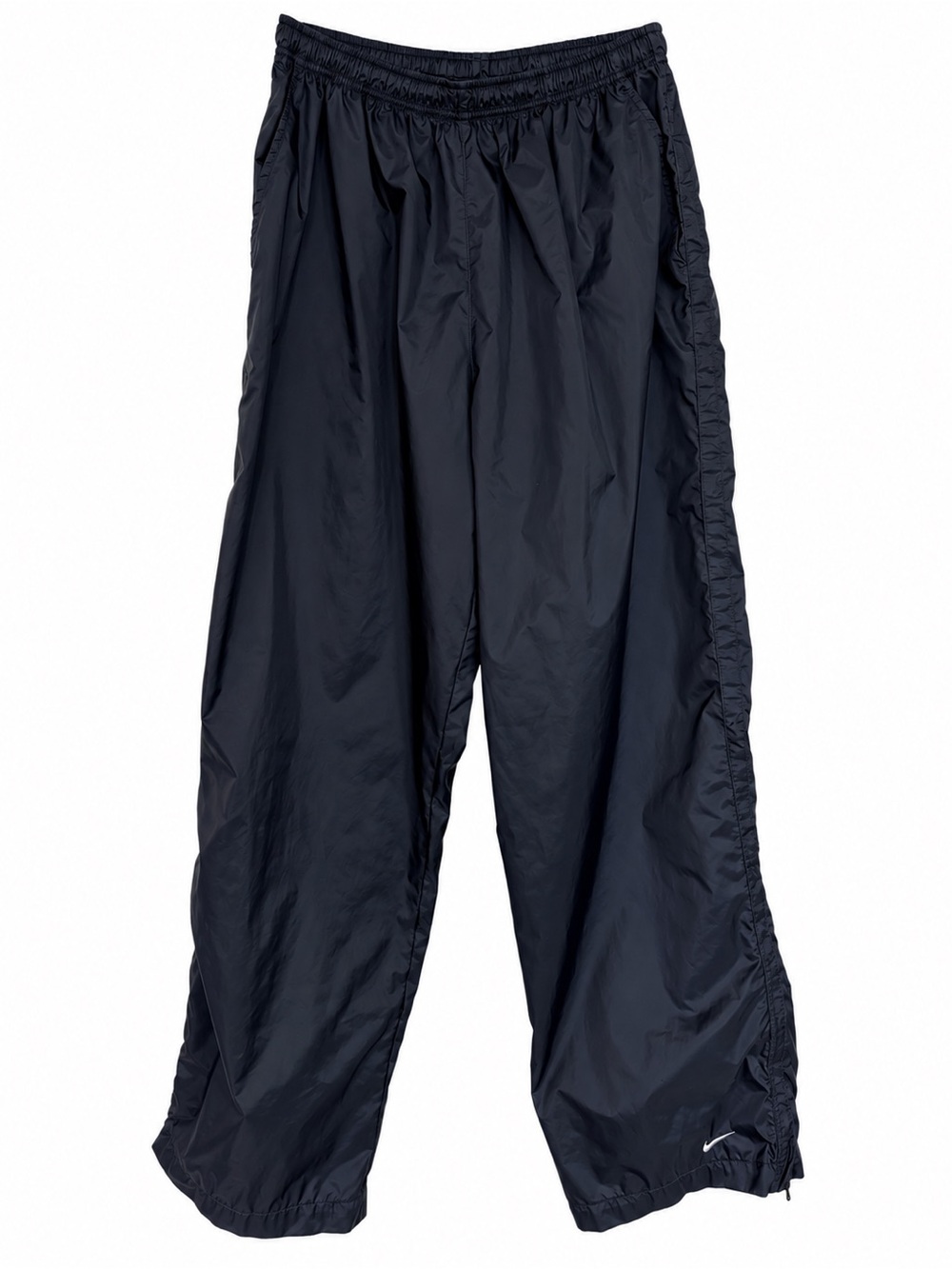 Nike Navy Nylon Track Pants Men’s XL Wide Leg Zip Ankle